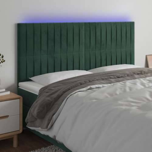 LED uzglavlje tamnozeleno 160x5x118/128 cm baršunasto - Tamnozelena 160 x 5 x 118/128 cm 1 Cijena