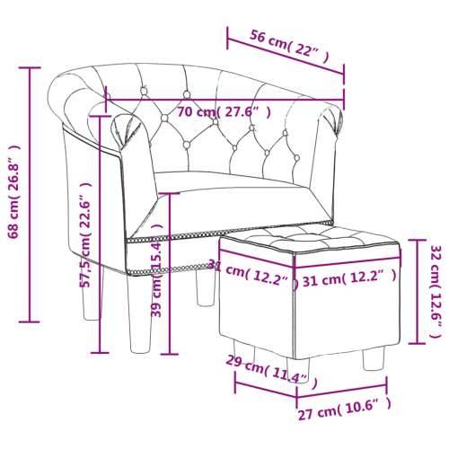 Zaobljena fotelja od umjetne kože s tabureom smeđa Cijena