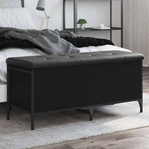 Klupa za pohranu crna 102 x 42 x 45 cm od konstruiranog drva - Crna 102 x 42 x 45 cm Cijena