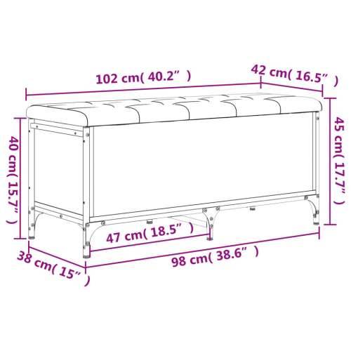 Klupa za pohranu crna 102 x 42 x 45 cm od konstruiranog drva - Crna 102 x 42 x 45 cm Cijena