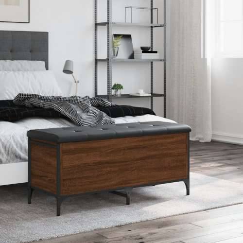 Klupa za pohranu boja hrasta 102x42x45 cm od konstruiranog drva - Smeđi hrast 102 x 42 x 45 cm Cijena
