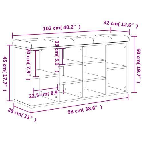 Klupa za cipele boja dimljenog hrasta 102 x 32 x 50 cm drvena - Dimljeni hrast 102 x 32 x 50 cm Cijena