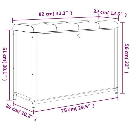 Klupa za cipele s preklopnom ladicom boja hrasta 82x32x56 cm - Sivi hrast sonoma 82 x 32 x 56 cm Cijena
