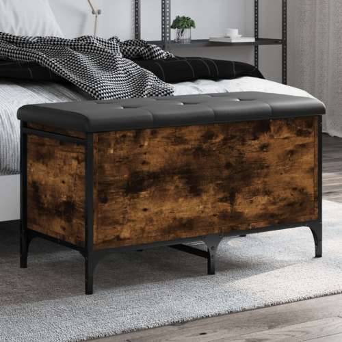 Klupa za pohranu boja hrasta 82x42x45 cm od konstruiranog drva - Dimljeni hrast 82 x 42 x 45 cm Cijena