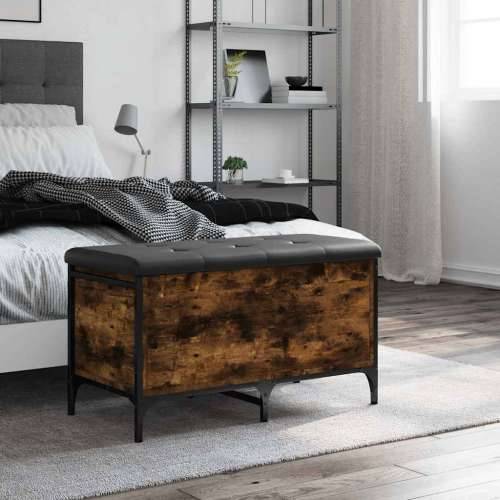 Klupa za pohranu boja hrasta 82x42x45 cm od konstruiranog drva - Dimljeni hrast 82 x 42 x 45 cm Cijena