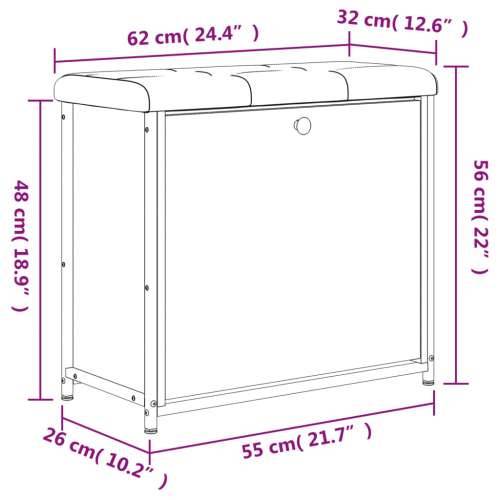 Klupa za cipele s preklopnom ladicom boja hrasta 62x32x56 cm - Sivi hrast sonoma 62 x 32 x 56 cm Cijena