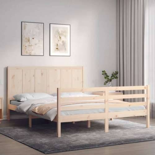 Okvir kreveta s uzglavljem 160 x 200 cm od masivnog drva - Prirodna 160 x 200 cm Cijena