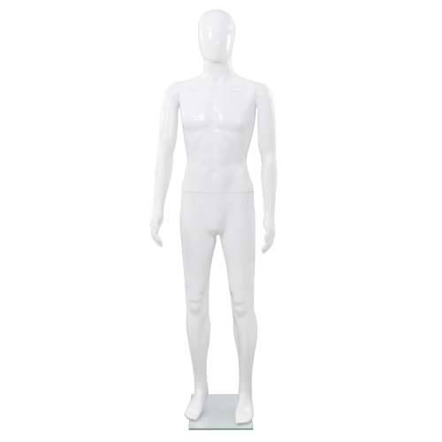 Muška lutka za izlog sa staklenim postoljem bijela sjajna 185 cm Cijena