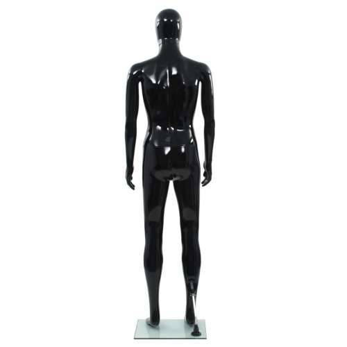 Muška lutka za izlog sa staklenim postoljem crna sjajna 185 cm Cijena