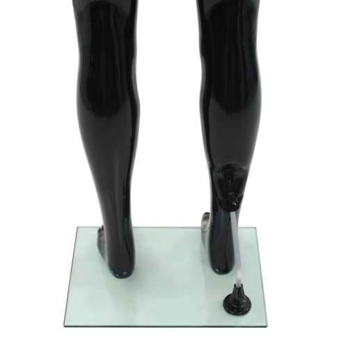 Muška lutka za izlog sa staklenim postoljem crna sjajna 185 cm Cijena