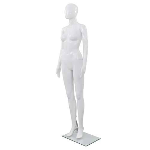 Ženska lutka za izlog sa staklenim postoljem bijela sjajna 175 cm Cijena