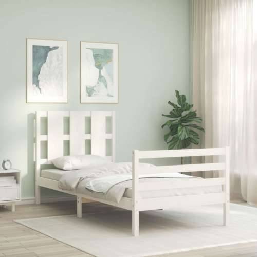 Okvir kreveta s uzglavljem bijeli mali od masivnog drva - Bijela 75 x 190 cm Cijena