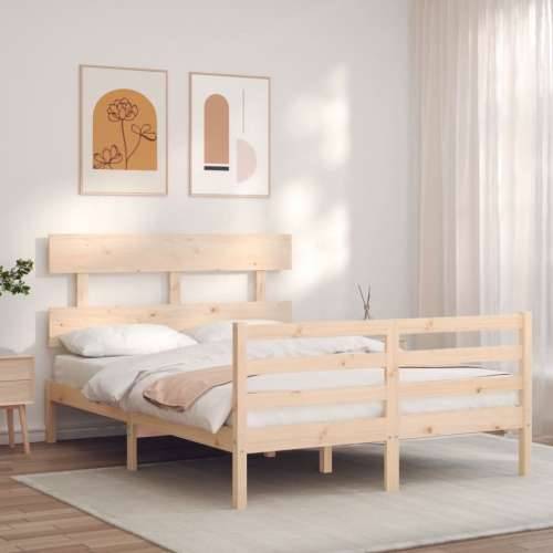 Okvir kreveta s uzglavljem 140 x 190 cm od masivnog drva - Prirodna 140 x 190 cm Nisko Cijena