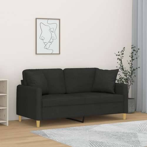 Dvosjed s ukrasnim jastucima crni 140 cm od tkanine Crna 140 cm Cijena
