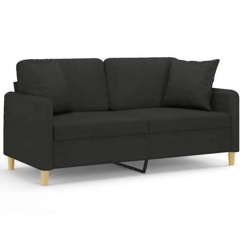 Dvosjed s ukrasnim jastucima crni 140 cm od tkanine Crna 140 cm Cijena