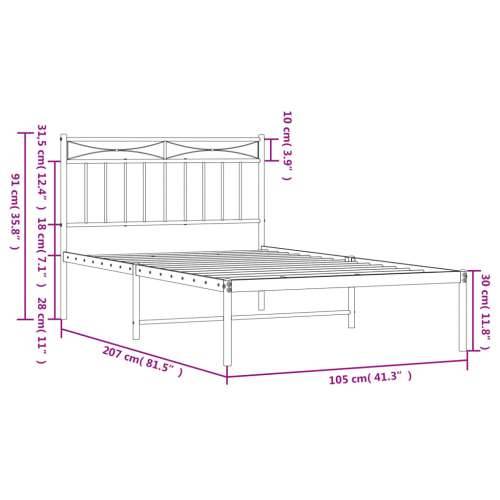 Metalni okvir za krevet s uzglavljem bijeli 100x200 cm - Bijela 100 x 200 cm s uzglavljem Cijena