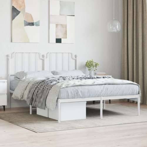 Metalni okvir za krevet s uzglavljem bijeli 140 x 190 cm - Bijela 140 x 190 cm s uzglavljem Cijena