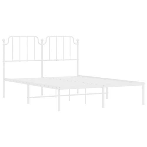 Metalni okvir za krevet s uzglavljem bijeli 140 x 190 cm - Bijela 140 x 190 cm s uzglavljem Cijena
