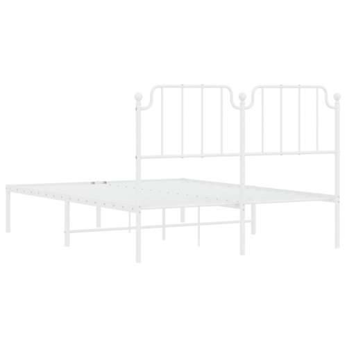 Metalni okvir za krevet s uzglavljem bijeli 140 x 190 cm - Bijela 140 x 190 cm s uzglavljem Cijena