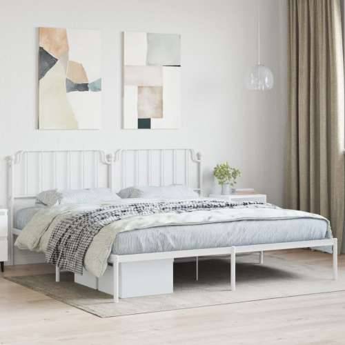 Metalni okvir za krevet s uzglavljem bijeli 200x200 cm - Bijela 200 x 200 cm s uzglavljem Cijena