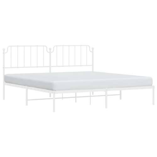 Metalni okvir za krevet s uzglavljem bijeli 200x200 cm - Bijela 200 x 200 cm s uzglavljem Cijena