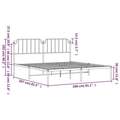Metalni okvir za krevet s uzglavljem bijeli 200x200 cm - Bijela 200 x 200 cm s uzglavljem Cijena