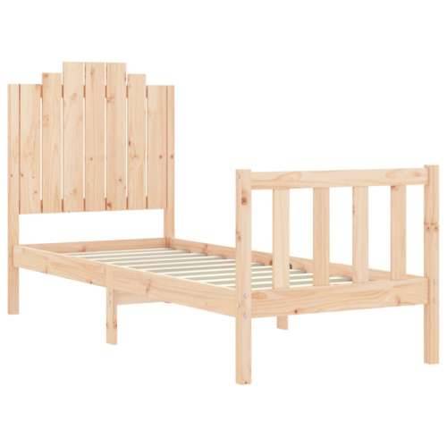 Okvir kreveta s uzglavljem mali jednokrevetni masivno drvo - Prirodna 75 x 190 cm Cijena