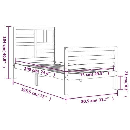 Okvir kreveta s uzglavljem bijeli mali od masivnog drva - Bijela 75 x 190 cm Cijena
