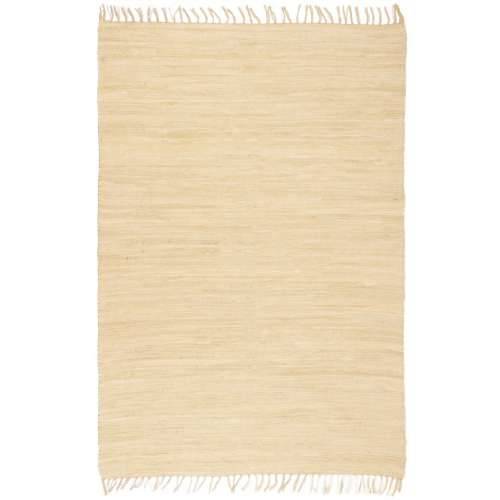 Ručno tkani tepih Chindi od pamuka 80 x 160 cm krem boje Cijena