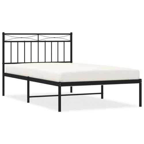 Metalni okvir za krevet s uzglavljem crni 100x200 cm - Crna 100 x 200 cm s uzglavljem Cijena