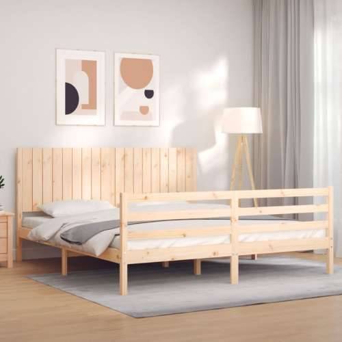 Okvir kreveta s uzglavljem veliki bračni od masivnog drva - Prirodna 180 x 200 cm Cijena