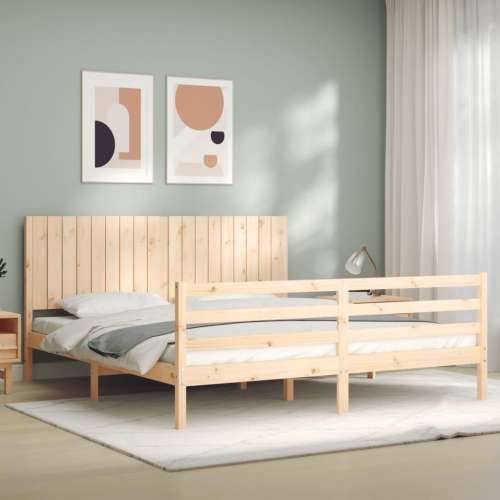 Okvir kreveta s uzglavljem veliki bračni od masivnog drva - Prirodna 180 x 200 cm Cijena