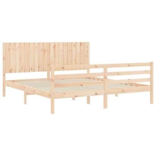 Okvir kreveta s uzglavljem veliki bračni od masivnog drva - Prirodna 180 x 200 cm Cijena