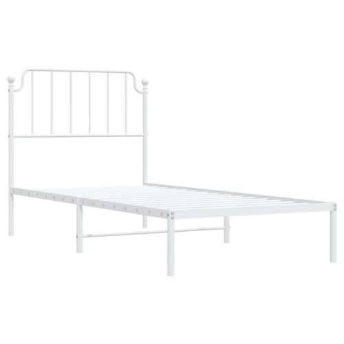 Metalni okvir za krevet s uzglavljem bijeli 90 x 190 cm - Bijela 90 x 190 cm s uzglavljem Cijena