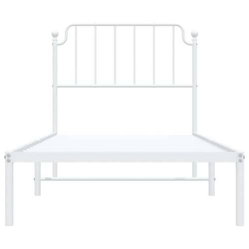 Metalni okvir za krevet s uzglavljem bijeli 90 x 190 cm - Bijela 90 x 190 cm s uzglavljem Cijena