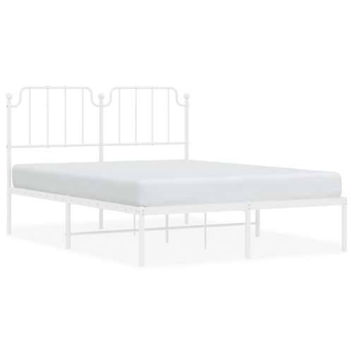 Metalni okvir za krevet s uzglavljem bijeli 135x190 cm - Bijela 135 x 190 cm s uzglavljem Cijena