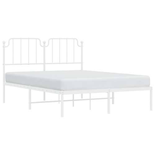 Metalni okvir za krevet s uzglavljem bijeli 135x190 cm - Bijela 135 x 190 cm s uzglavljem Cijena