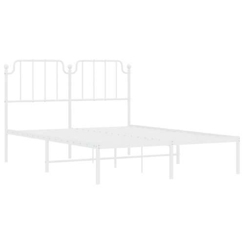 Metalni okvir za krevet s uzglavljem bijeli 135x190 cm - Bijela 135 x 190 cm s uzglavljem Cijena