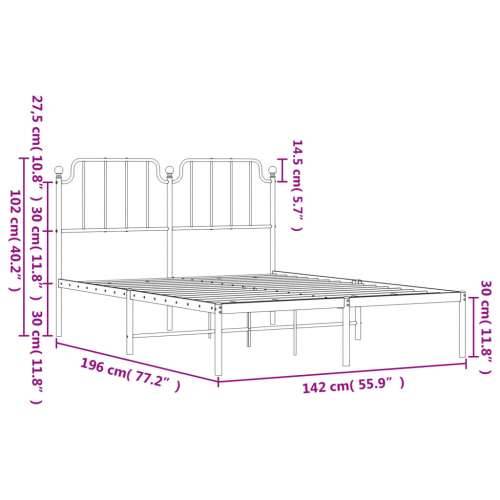 Metalni okvir za krevet s uzglavljem bijeli 135x190 cm - Bijela 135 x 190 cm s uzglavljem Cijena