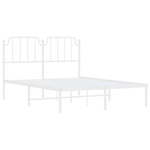 Metalni okvir za krevet s uzglavljem bijeli 140 x 200 cm - Bijela 140 x 200 cm s uzglavljem Cijena