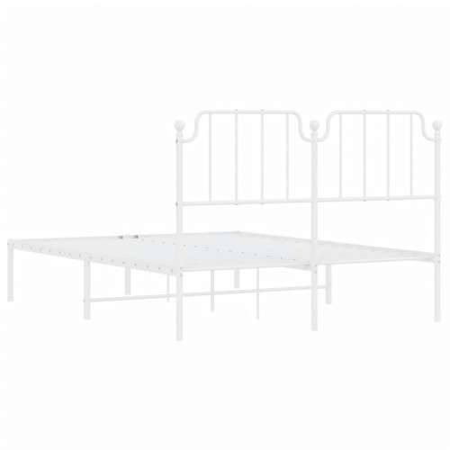 Metalni okvir za krevet s uzglavljem bijeli 140 x 200 cm - Bijela 140 x 200 cm s uzglavljem Cijena