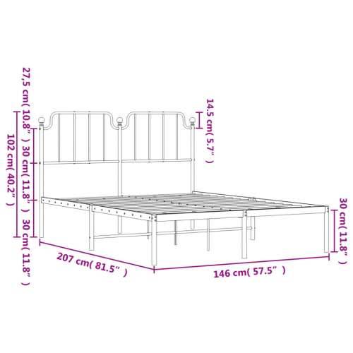 Metalni okvir za krevet s uzglavljem bijeli 140 x 200 cm - Bijela 140 x 200 cm s uzglavljem Cijena