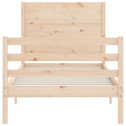 Okvir kreveta s uzglavljem mali jednokrevetni masivno drvo - Prirodna 75 x 190 cm Cijena