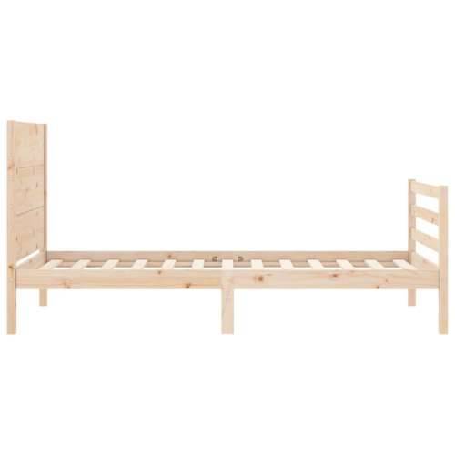 Okvir kreveta s uzglavljem mali jednokrevetni masivno drvo - Prirodna 75 x 190 cm Cijena
