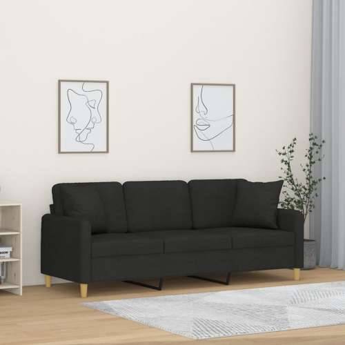 Trosjed s ukrasnim jastucima crni 180 cm od tkanine - Crna 180 cm Cijena