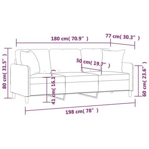 Trosjed s ukrasnim jastucima crni 180 cm od tkanine - Crna 180 cm Cijena