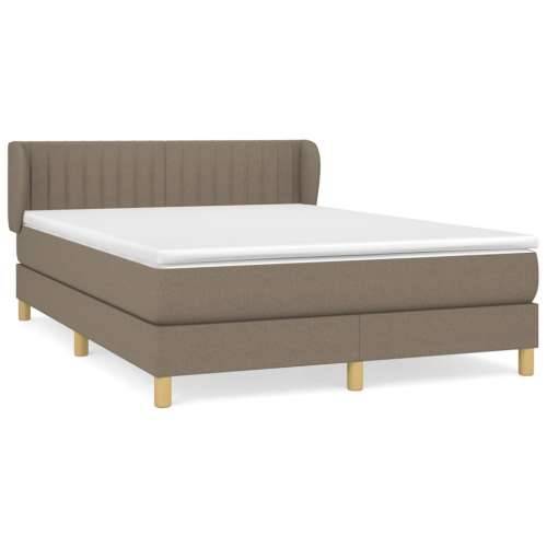 Krevet s oprugama i madracem smeđesivi 140 x 190 cm od tkanine - Sivo-smeđa 140 x 190 cm Okomite pruge Cijena