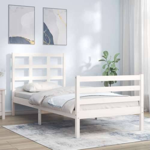Okvir kreveta s uzglavljem bijeli mali od masivnog drva - Bijela 75 x 190 cm Cijena