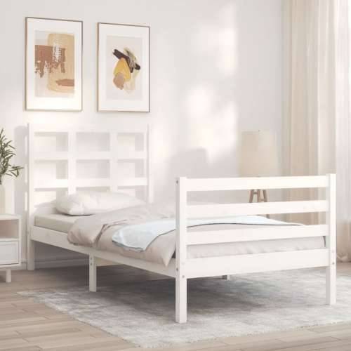 Okvir kreveta s uzglavljem bijeli mali od masivnog drva - Bijela 75 x 190 cm Cijena