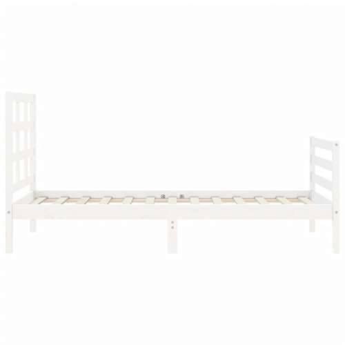 Okvir kreveta s uzglavljem bijeli mali od masivnog drva - Bijela 75 x 190 cm Cijena